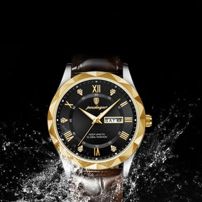 Relógio masculino de luxo a prova d´água, com iluminação, data, de quartzo, pulseira de couro